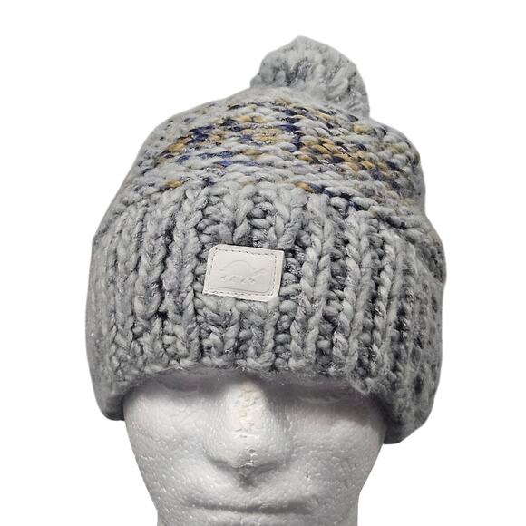 Turtle Fur Beanie Knit Winter Hat Pom Pom Gray Speckled Ski Warm Cap - Picture 1 of 7